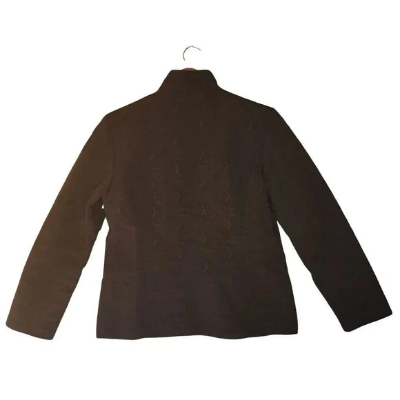 Gallery Zip up Jacket Women Medium Dark Brown Embroidered All Over Long Sleeve - Picture 2 of 8